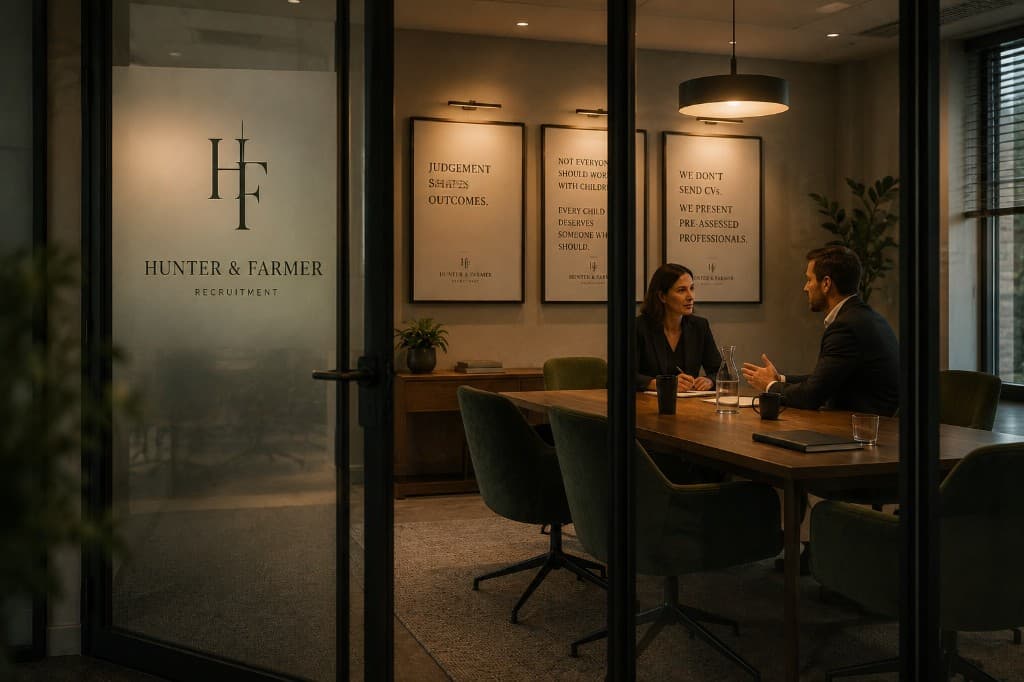 A professional consultation in the Hunter & Farmer boardroom